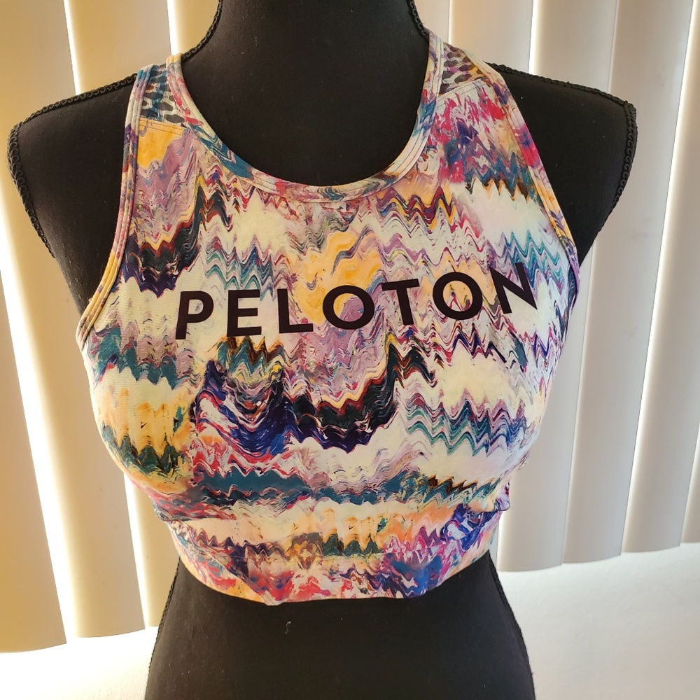 NWOT Peleton River Rock High Neck Sports Bra Marble Rainbow